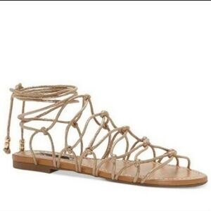 INC Gallenaf Strappy Lace up Gold Sandals 6